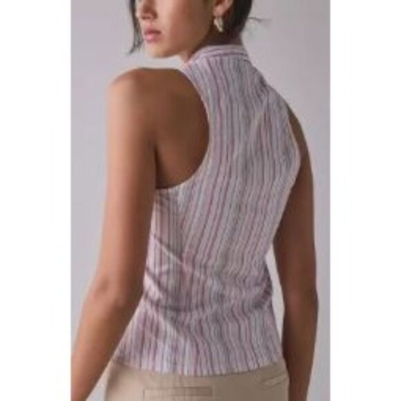 Urban Outfitters Party Girl Size Large Striped Button Up Blouse NWT - Picture 2 of 8